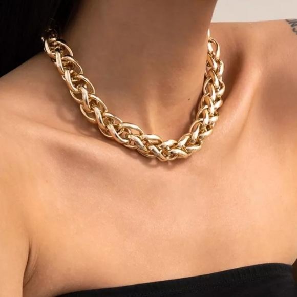 NEW 18K GOLD HOP CHAIN CHOKER NECKLACE - Picture 2 of 7
